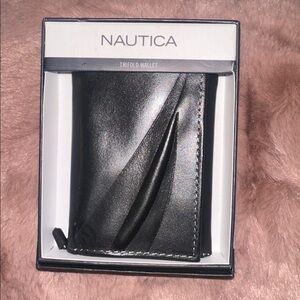 Nautica Black Leather Trifold Wallet